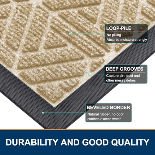 Smiry Front Door Mat Outside Entrance, Low Profile Rubber Doormat - Image 4