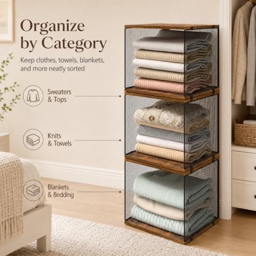 Honkazita 3-Pack Stackable Wire Closet Organizers - Image 4