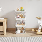 Lifewit Plastic Stackable Storage Baskets, 4 Tier Stacking Bins - Image 2