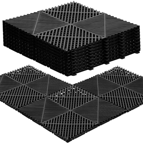 Barydat 24 Pcs 12x12 Garage Floor Tiles Interlocking Drainage by home