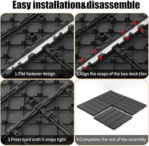 44 Pack Interlocking Deck Tiles, All-Weather Outdoor Deck Tiles - Image 2