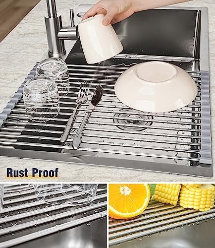 Tomorotec Roll Up Dish Drying Rack Over Sink, 304 Steel - Image 2