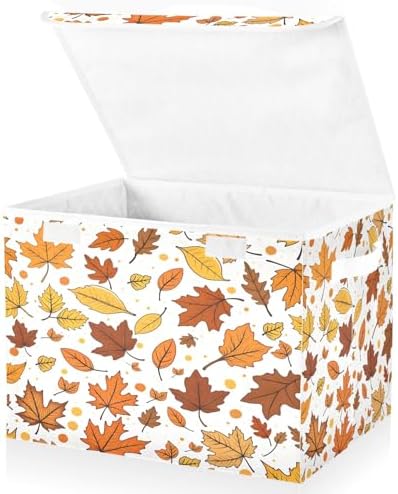 Bolaz Storage Bins with Lids and Handles, Maple Leaf Pattern Storage Box Basket by Unknown