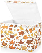 Bolaz Storage Bins with Lids and Handles, Maple Leaf Pattern Storage Box Basket by Unknown