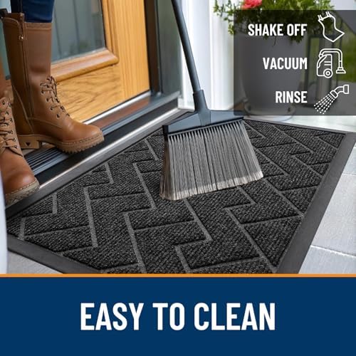 OLANLY Front Door Mat Outside 47x23, All-Season Absorbent Rubber Doormat - Image 6