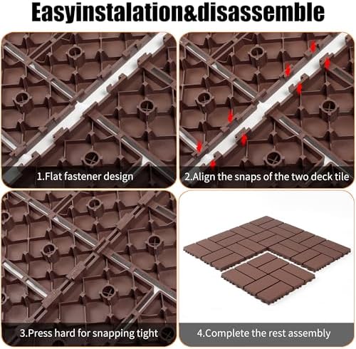 Interlocking Deck Tiles 12" x 12" Garage Pavers Flooring, Outdoor Waterproof - Image 4