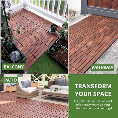 BEEFURNI Interlocking Acacia Wood Deck Tiles 12x12 - Image 2
