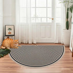 Easy Jute Rainbow Rug 2.6x5Ft Half Circle Doormat Neutral Faux Jute Carpet by Lacomfy