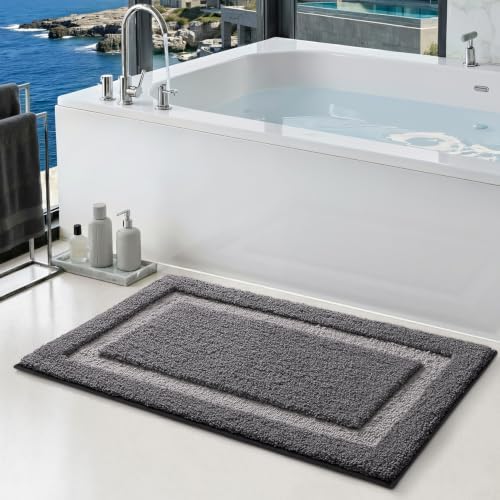Color&Geometry Gray Bathroom Rugs 36x24, Extra Soft Absorbent Microfiber Bath - Image 6