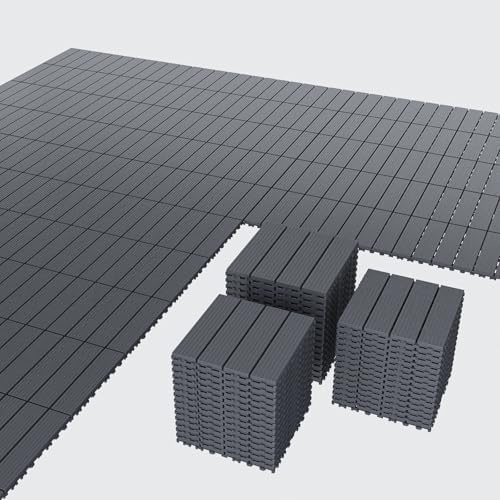 44 Pack Interlocking Deck Tiles, Easy Snap All-Weather Outdoor Deck Tiles by Unknown