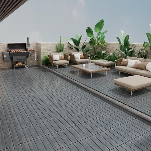 Interlocking Deck Tiles 12"x12" Waterproof Outdoor Patio Flooring Wood Plastic - Image 7
