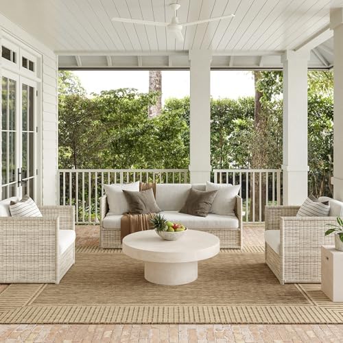 nuLOOM Asha Light Brown Bordered Indoor/Outdoor Area Rug by nuLOOM