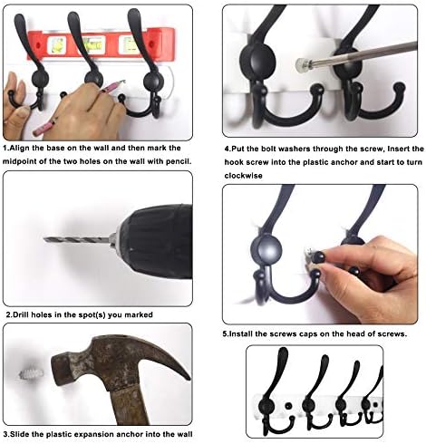 WEBI Coat Rack Wall Mounted, 5 Coat Hooks - Image 4