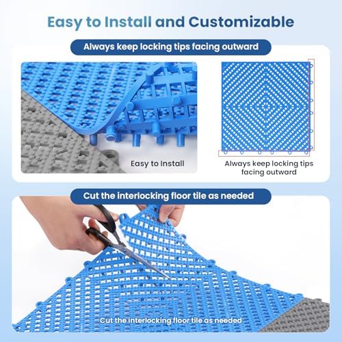 Jocoevol 12-Pcs Interlocking Tile, Indoor/Outdoor Drainage Interlocking Floor - Image 4