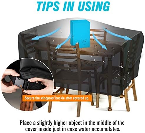 Velway Patio Furniture Cover Outdoor, Waterproof Rectangular Patio Table Chair - Image 5