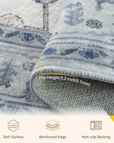 RELEANY Washable Area Rug, Round 8ft - Image 4