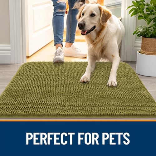 OLANLY Dog Door Mat for Muddy Paws 30x17, Super Absorbent Chenille Mud Mat - Image 6