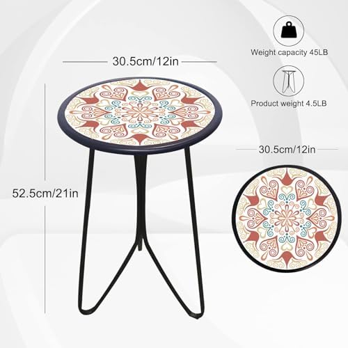 LIFFY Outdoor Metal Side Table, Indoor Round Home Decorative End Table - Image 3