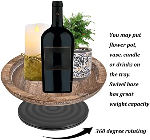 Hanobe Wooden Lazy Susan for Table Centerpiece, Round Serving Tray - Image 5