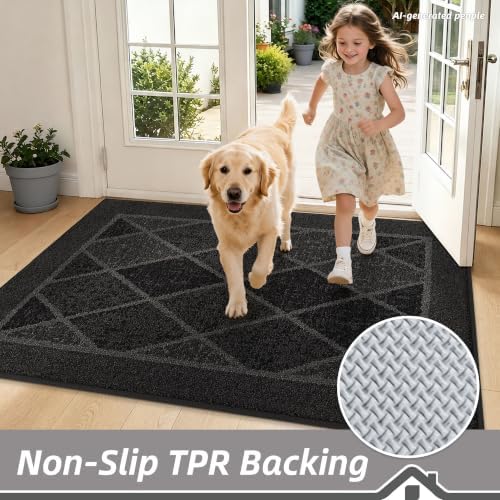 BEQHAUSE Dirt Trapper Door Mats 20" x 32", Non-Slip Washable, Dark Grey - Image 4