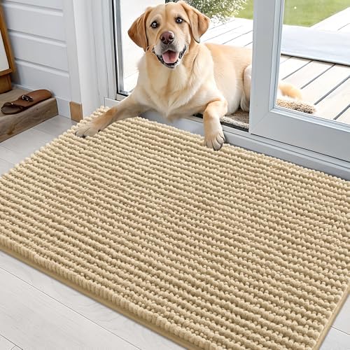 OLANLY Dog Door Mat for Muddy Paws 36x24, Extra Absorbent Chenille Mud Mat by OLANLY