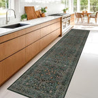 Dark Green Washable 3x16 Extra Long Runner Rug - Image 6