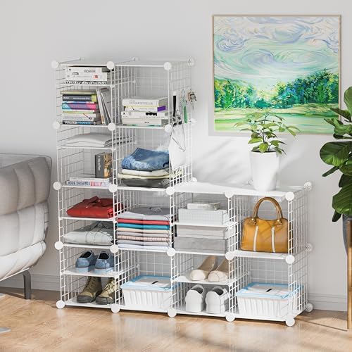 Wire Cube Storage Organizer, 12 Cubes Converted into 14 Cubes, Sturdy Metal - Image 2