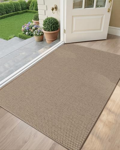 Color&Geometry Ultra-Thin Indoor Door Mat, Heather Dark Beige by COLORG