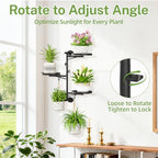 iDavosic.ly Wall Plant Holder, Rotating Floating Window Shelf, 3-Tier Black - Image 2