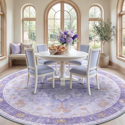 RELEANY Washable Area Rug, Round 8ft - Image 2