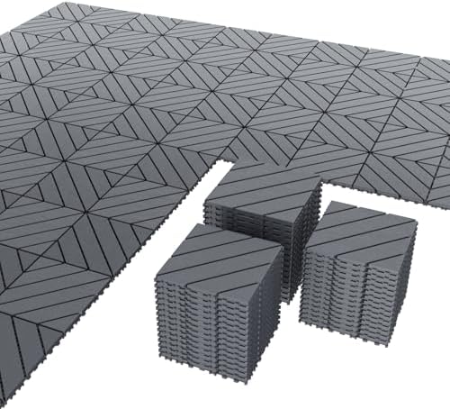 44 Pack Interlocking Deck Tiles, Easy Snap All-Weather Outdoor Deck Tiles by Unknown