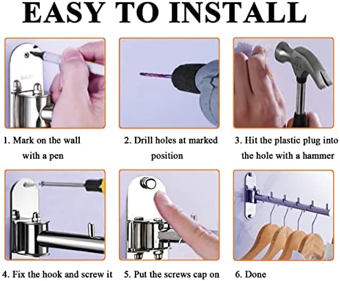 Clothes Hanger Rack Swing Arm, Folding Clothes Hanger Wall Mounted Space Saving - Image 7