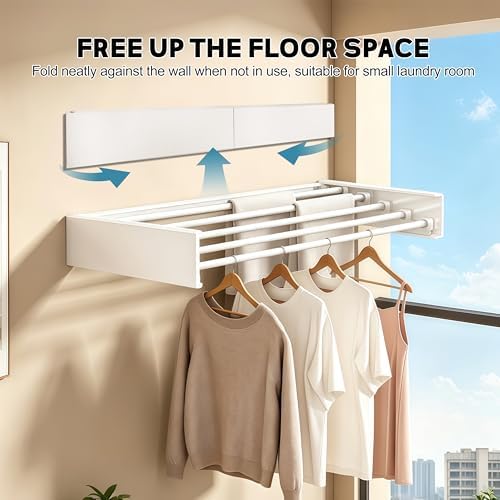 Wall Mounted Clothes Drying Rack 31.5" Wide，Foldable Wall Mount Laundry Rack - Image 3