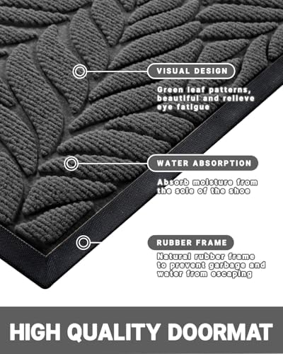 Yimobra Leaf Pattern Door Mat, 36 x 24 in - Image 4
