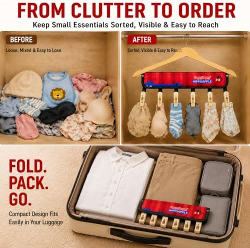 4pack Travel Clothesline with 6Clips Portable Hanger Clips Drying Rack Fold - Image 6