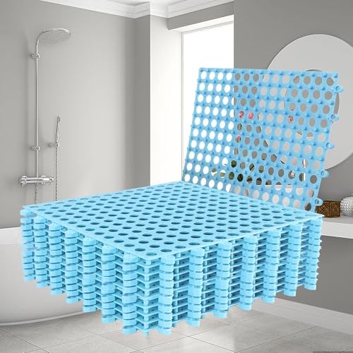 12 Pack 12" x 12" Drainage Interlocking Floor Mats, Non-Slip Shower Bathroom by OAFHZMAO