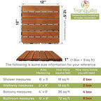 Tranquillo Interlocking Deck Tiles 12”x12”, Acacia Wood Patio Tiles, Waterproof - Image 4