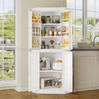 GAIOUS 63" Metal Corner Kitchen Pantry Cabinet, Kitchen Food Cabinets White by GAIOUS