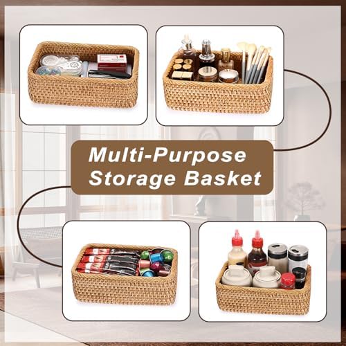 BTSKY Small Remote Basket for Coffee Table Entryway Living Room 9.6''x6.5'' - Image 7