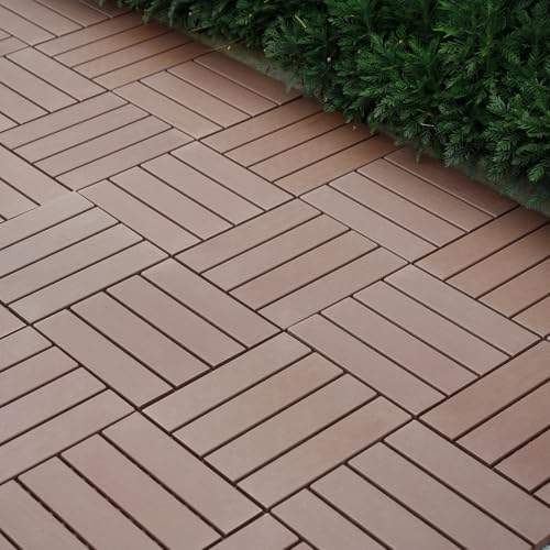 44 Pack Interlocking Deck Tiles, 12x12 Inch Modern Plastic Outdoor Flooring - Image 2