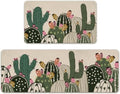 Boho Cactus Kitchen Rugs Set of 2 by Livcoz