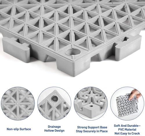 12PCS Drainage Interlocking Floor Tiles 11.8" x 11.8", Modular Interlocking - Image 3
