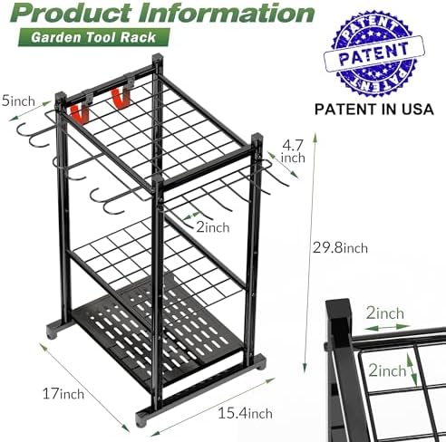 Sttoraboks Garden Tool Organizer Rack Up to 50 Tools, Heavy-Duty Steel Yard - Image 2