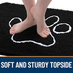 OLANLY Dog Door Mat for Muddy Paws 36x24, Paw Print Design Chenille Mud Mat - Image 4