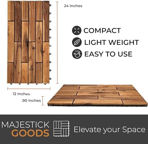 Majestick Goods 6-Pack Longboard Acacia Wood Interlocking Deck Tiles - Image 6