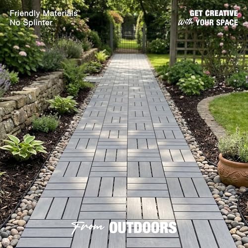 Acacia Wood Interlocking Deck Tiles, Patio & Backyard Tile, 12 in - Image 3
