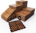 Solid Acacia Wood Interlocking Deck Tiles Snap Together Floor by KIPONURA