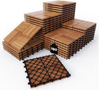 Solid Acacia Wood Interlocking Deck Tiles Snap Together Floor by KIPONURA