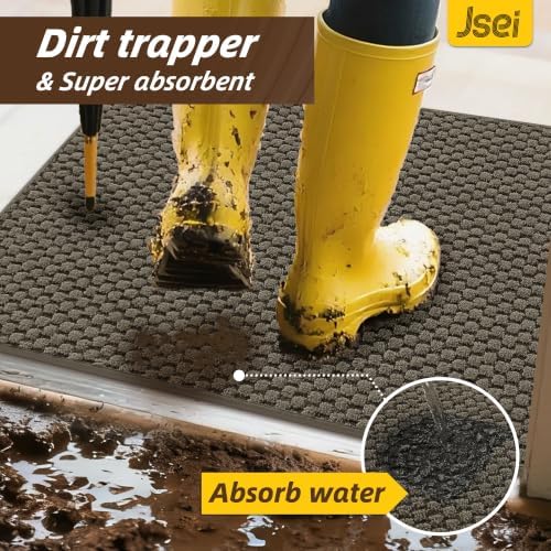 JSEI Dirt Trapper Door Mat 24"x36", Non-Slip Entryway Rugs - Image 3