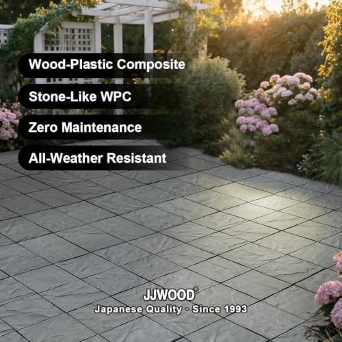 JJWOOD Stone-Look Interlocking Deck Tiles, Matte Rock Texture Outdoor Floor - Image 3